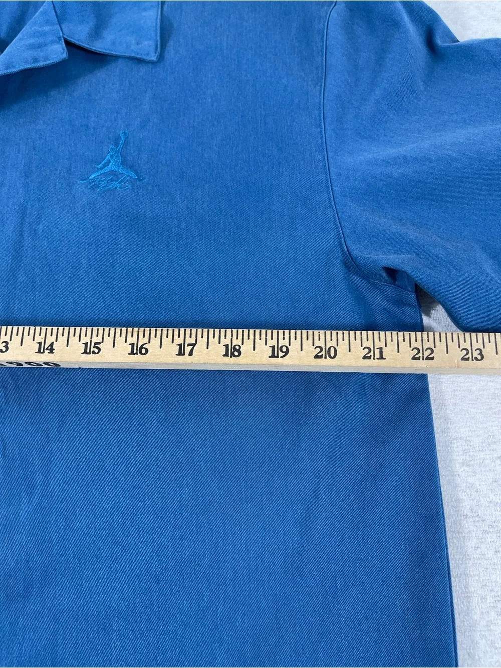 Jordan JumpmanY2K, Polo Medium Blue Short Sleeve Air Jordan Golf Shirt. SKU#0375